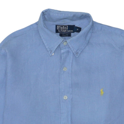 Polo Ralph Lauren Men's Blue Linen Long Sleeve Button-Up Shirt M