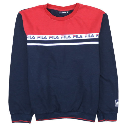 Additional front view of Fila women’s navy red crew neck pullover sweatshirt xl