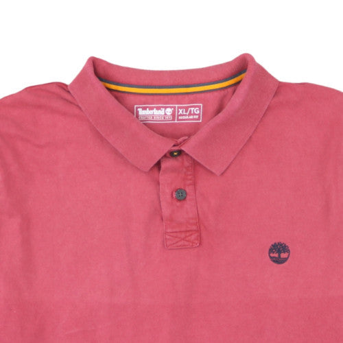 Timberland Men's Red Regular Fit Cotton Short Sleeve Polo XL