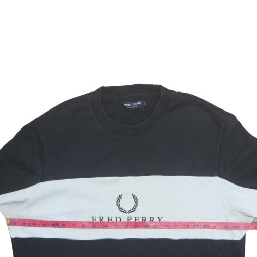 Fred Perry Men's Black Large Crew Neck Pullover Sweatshirt