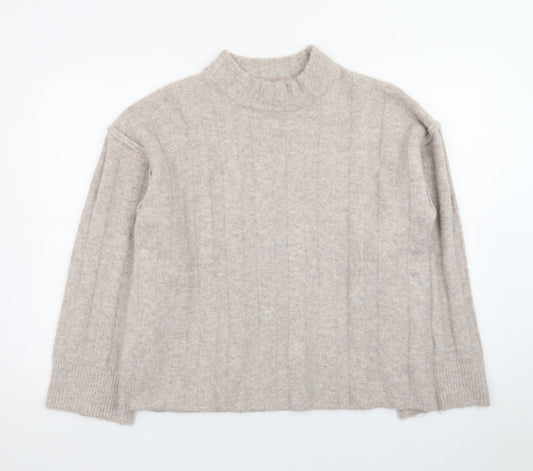 V by Very Women Beige Mock Neck Knit Jumper Size 12