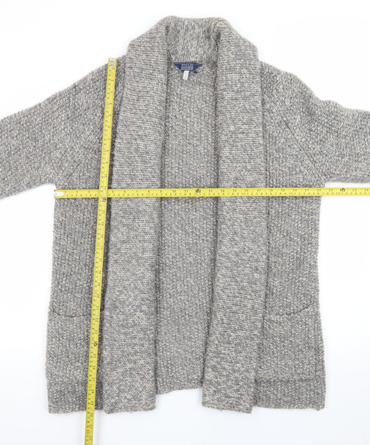 Joules Womens Grey Wool Blend Chunky Knit Open Cardigan Size 14