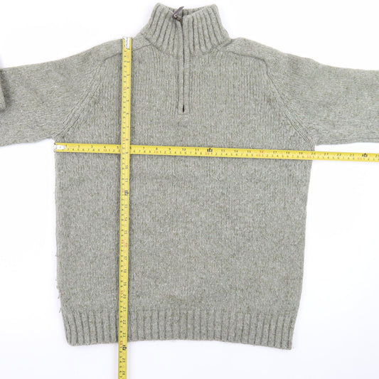 John Lewis Men's Grey Wool 1/2 Zip Chunky Knit Jumper Size M