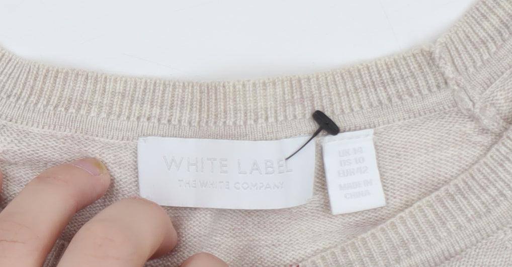 The White Company Women’s Beige Wool Cashmere Pullover Jumper Size 14