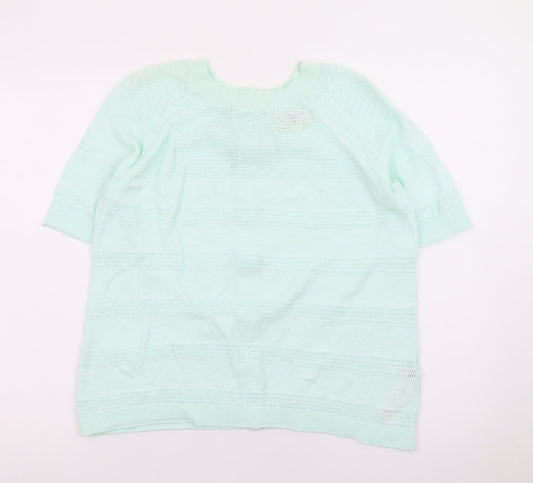 FatFace Womens Green Knit Button Cardigan UK 6 Short Sleeve Crew Neck