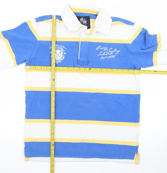 Crew Clothing Co. Men’s Blue Striped Long Sleeve Rugby Polo Shirt M