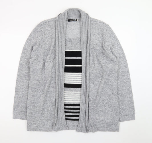 Envy Women Grey L Knit Long Sleeve Open Cardigan