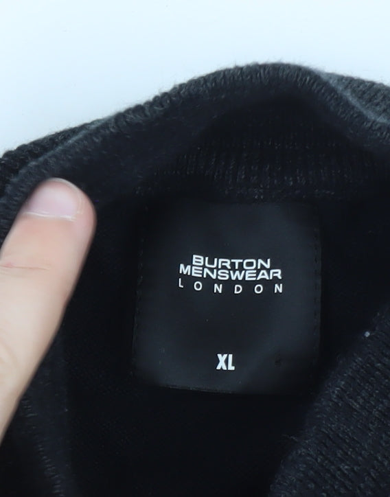 Burton Menswear London Women's Grey Black XL Roll Neck Colour Block Jumper