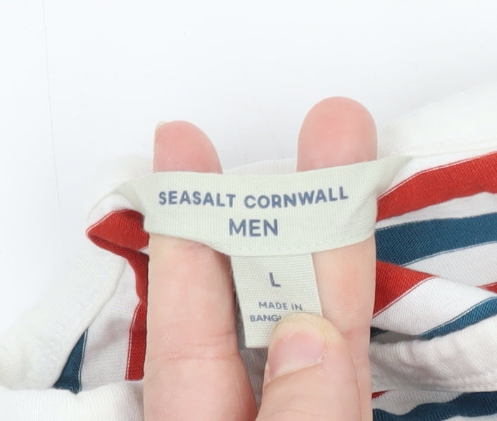 Seasalt Cornwall Men's Multicoloured Striped Long Sleeve T-Shirt L