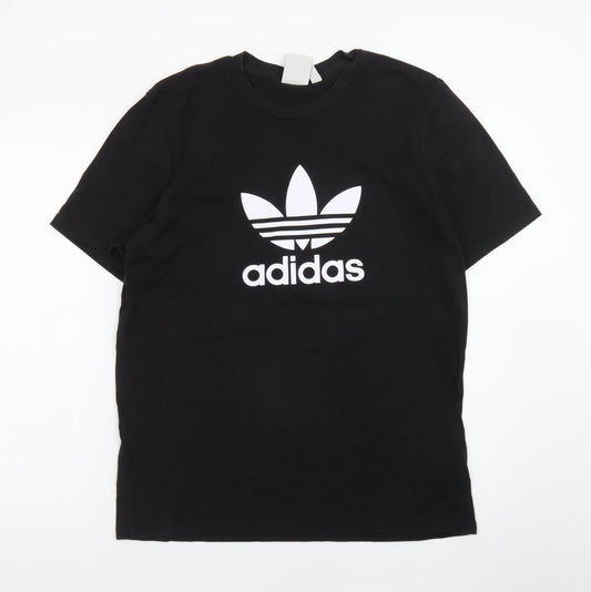 Additional front view of Adidas Women’s Black Classic Trefoil Logo T-Shirt, size M