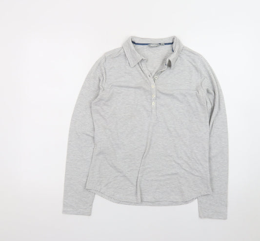 Rohan Women's Grey Striped Long Sleeve Polo Shirt Size 12