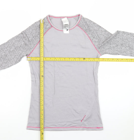 Decathlon Women’s Grey Geometric Long Sleeve Slim Fit Sports Top S