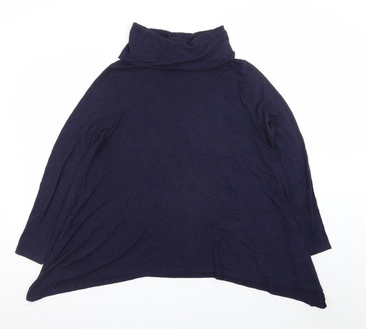 Phase Eight Women Blue Size 16 Roll Neck Trapeze Knit Dress