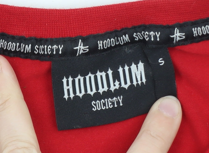 Hoodlum Society Men's Red Graphic Print Crew Neck T-Shirt Size S