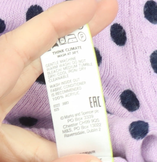 Marks and Spencer Women Purple Polka Dot Acrylic Jumper Size 14