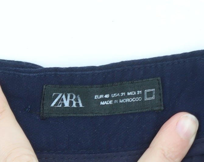 Zara Men Blue Cargo Trousers Size M 31in Regular Cotton Workwear