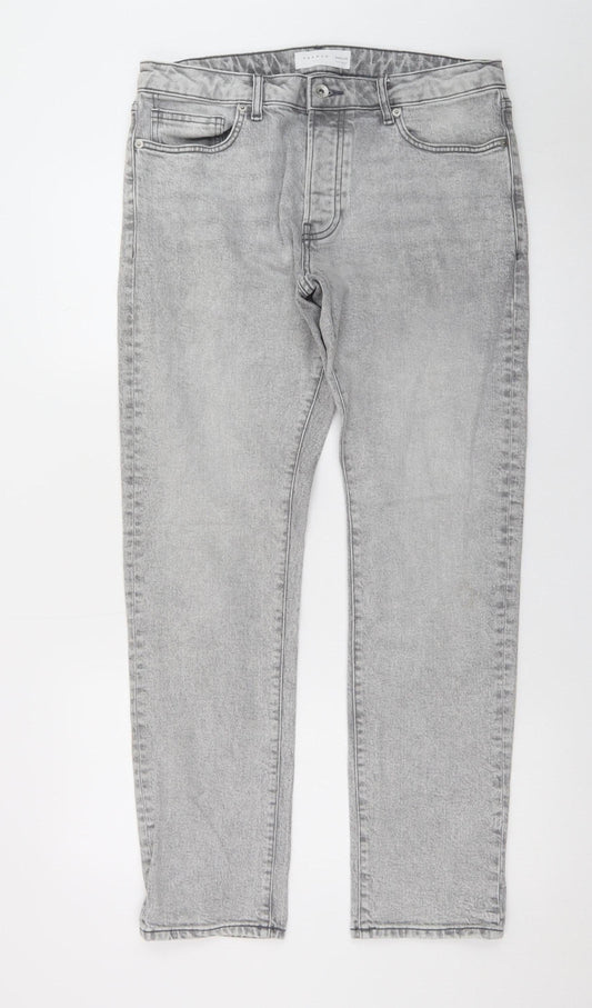 Topman Men Grey Slim Fit Jeans W32 L32 Stretch Denim