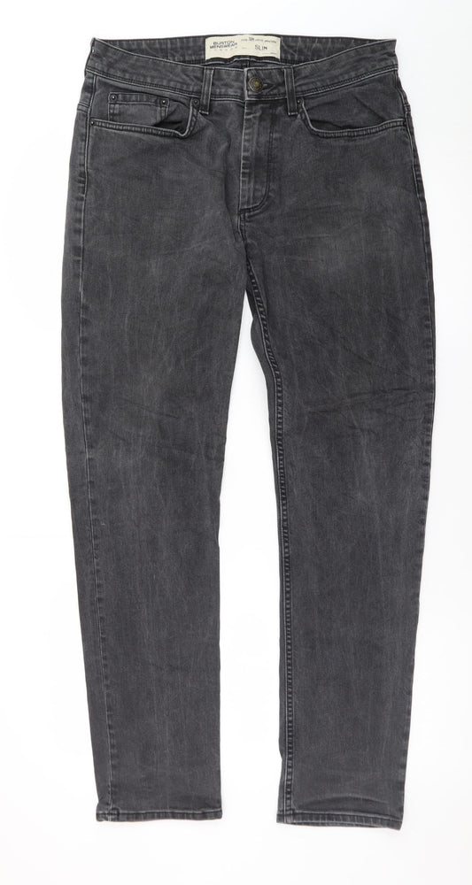 Burton Menswear Men's Grey Slim Fit Straight Jeans 32R