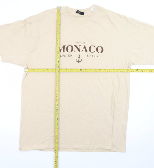 BoohooMAN Men's Beige Monaco Limited Edition Cotton T-Shirt M