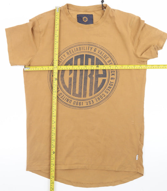 Jack & Jones Men’s Core Tan Graphic Crew Neck Cotton T-Shirt Size M