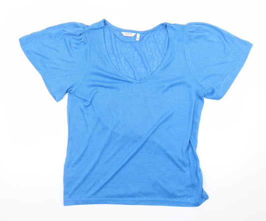 b.young Women's Blue V-Neck Short Sleeve Jersey T-Shirt Size L