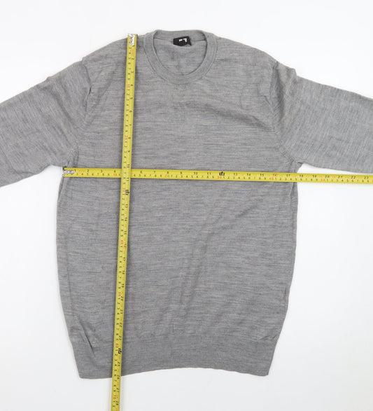Uniqlo Men's Grey Wool Crew Neck Pullover Jumper Size M