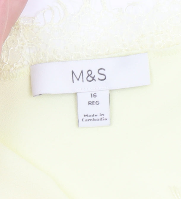 Marks and Spencer Women’s Yellow Lace Trim Camisole Blouse Size 16