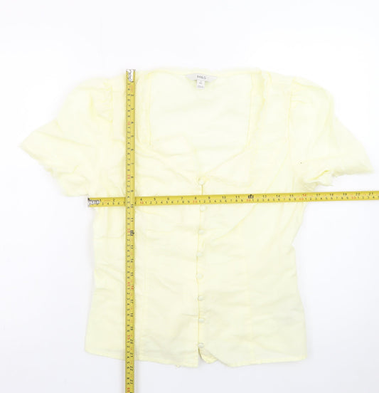 Marks and Spencer Womens Yellow Short Sleeve Blouse Size 12