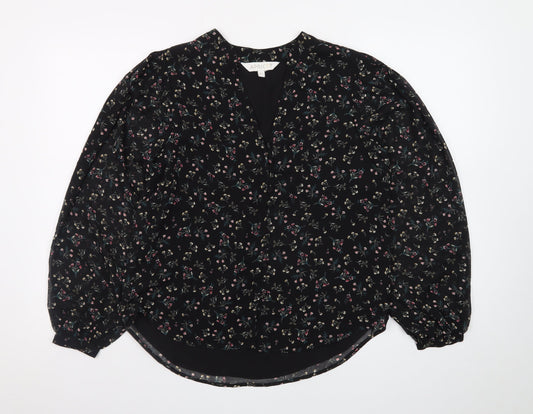 Apricot Womens Black Floral Long Sleeve Tunic Blouse Size 8