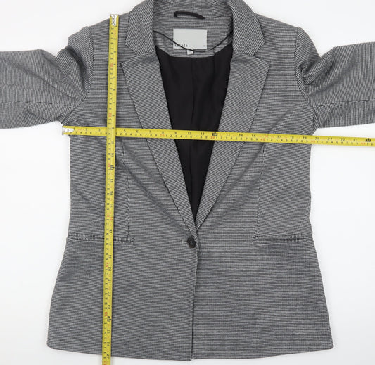 Oasis Women Grey Houndstooth Blazer Size 14 Classic Work Jacket