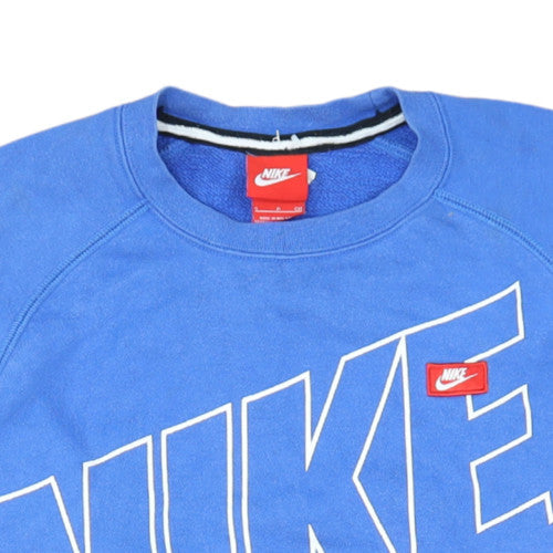 Nike Mens Blue Crew Neck Pullover Sweatshirt Size S Graphic Logo