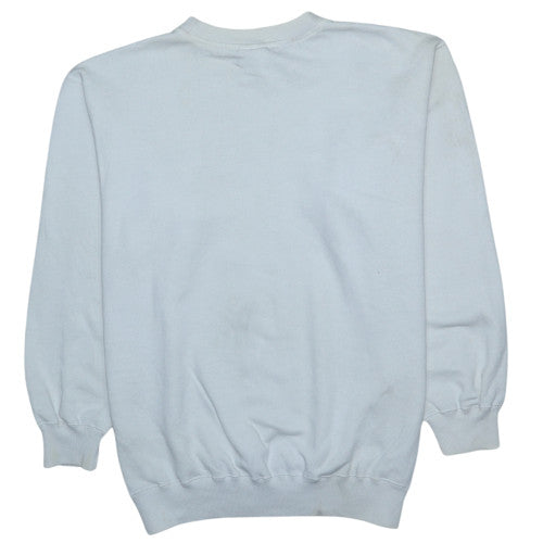 Reebok Men Blue L Pullover Sweatshirt Crew Neck Logo Fleece