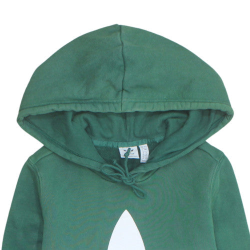 Adidas Womens Green Pullover Hoodie UK 8 Cotton Hooded Sweatshirt