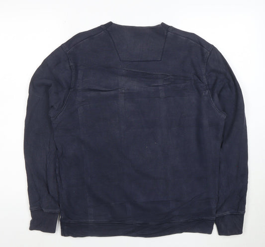 C.P. Company Men's Blue Cotton Crew Neck Logo Sweatshirt M