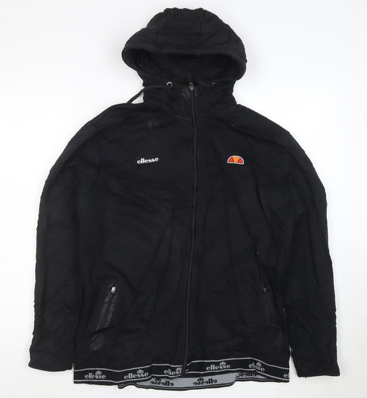 Additional front view of Ellesse women’s black full zip hoodie jacket, size L, polyester cotton