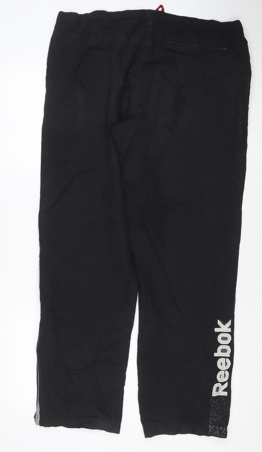 Reebok Men's Black L Track Pants Lightweight Reflective Sports Trousers