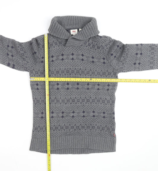 Levi's Men's Grey Shawl Collar Knit Pullover Jumper Size S
