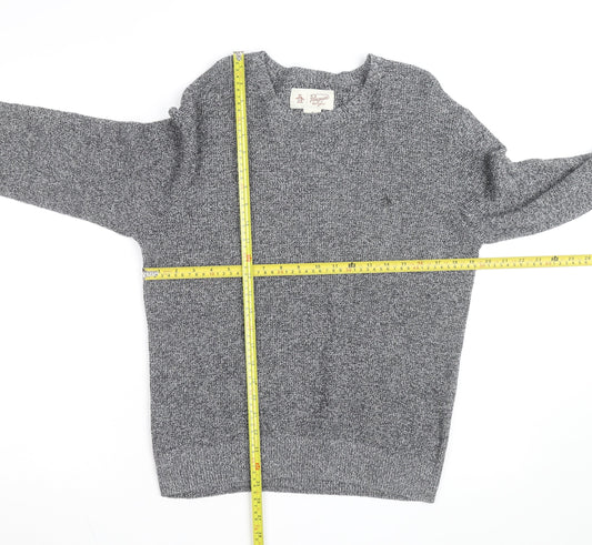 Original Penguin Men's Grey Knit Crew Neck Jumper Size M