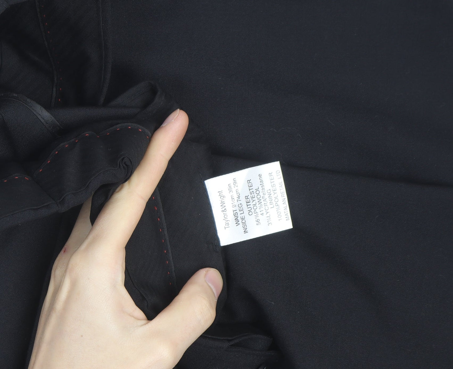 Additional view of Taylor & Wright Men's Black 36S Pleated Dress Trousers