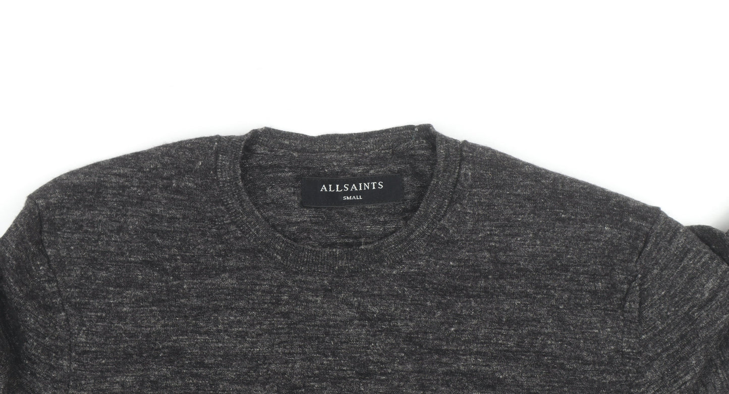 AllSaints Men’s Grey Wool Crew Neck Jumper Size S