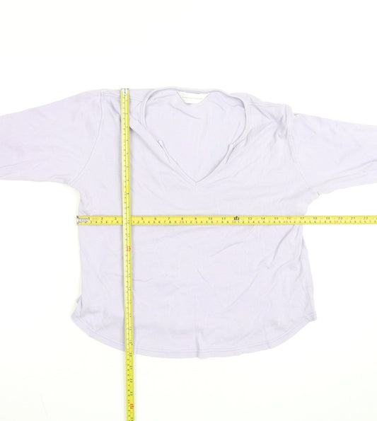 Dorothy Perkins Women Purple Cotton V-Neck 3/4 Sleeve Tunic Blouse M