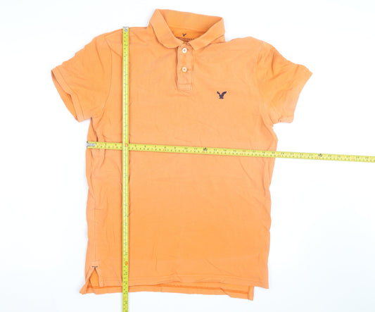 American Eagle Men's Orange Classic Fit Cotton Polo Shirt M