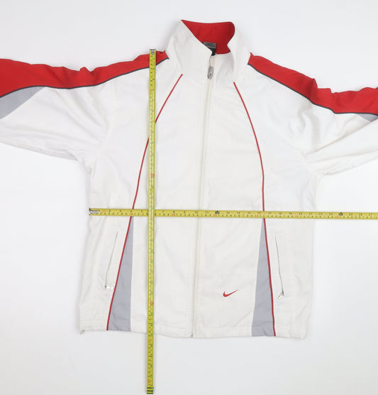 Nike Men's White Red 2XL Windbreaker Jacket Full Zip Sportswear
