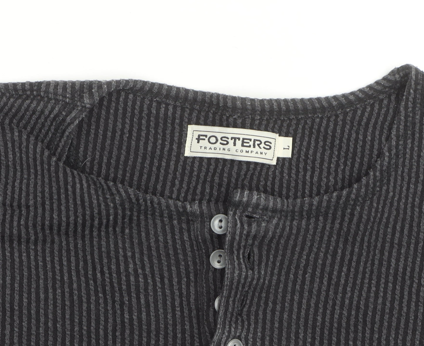 Fosters Trading Company Men's Grey Henley Jumper Size L