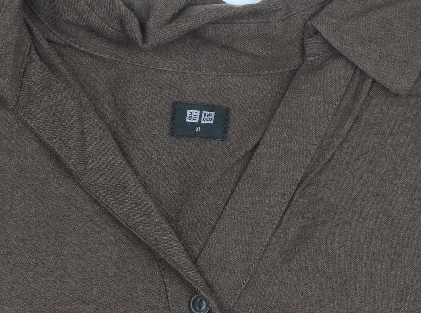 Uniqlo Men's Brown XL Button-Up Long Sleeve Cotton Blend Shirt