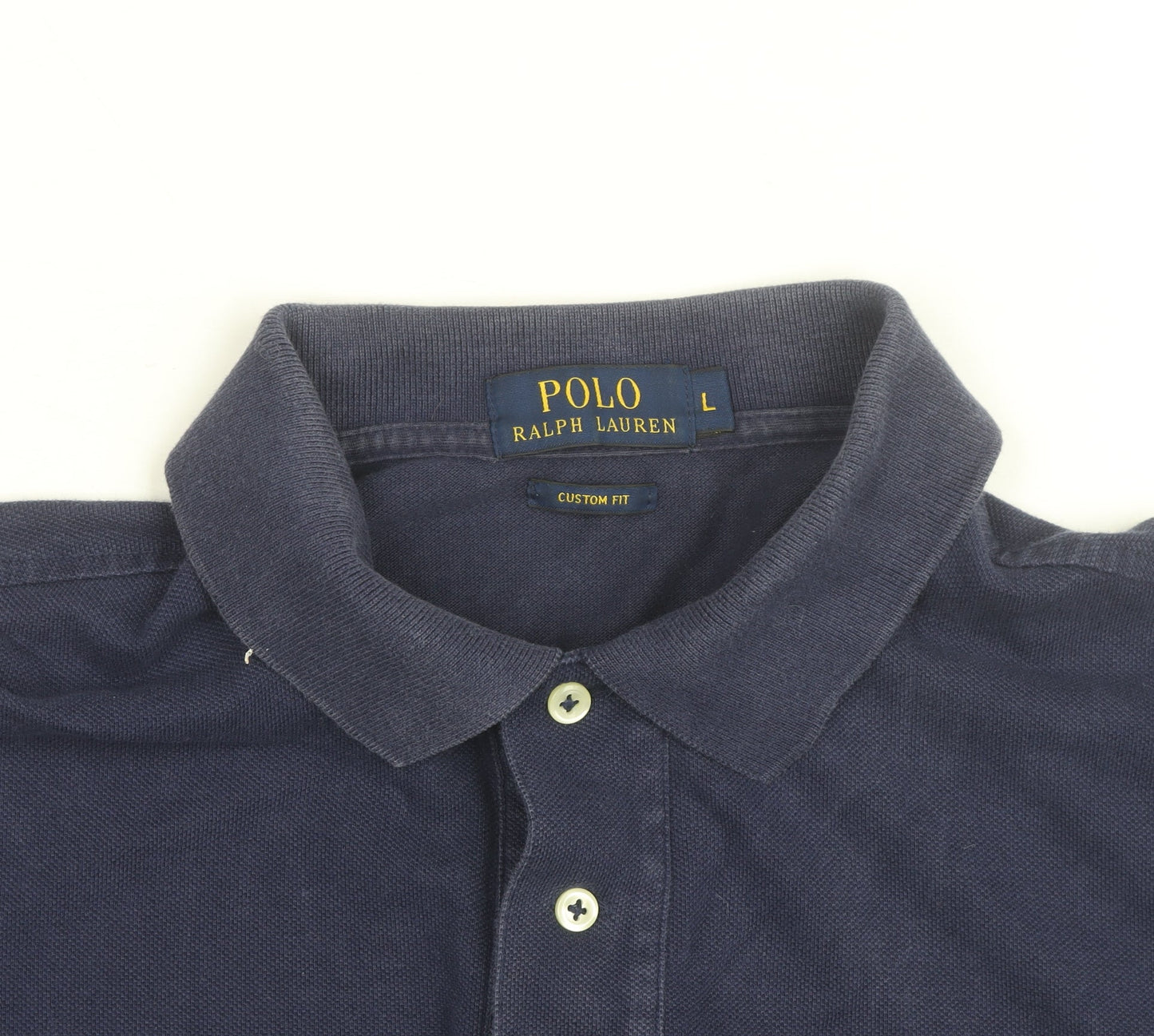 Ralph Lauren Men's Blue Custom Fit Polo Shirt L Short Sleeve Cotton