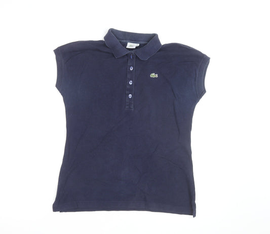 Lacoste Women's Navy Blue Polo Shirt Size 14 Classic Cotton