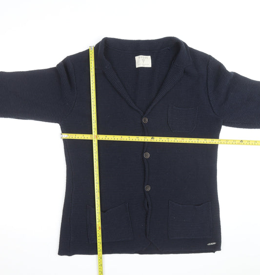 Guess Men's Blue Cotton Knit Cardigan Size M Casual Classic