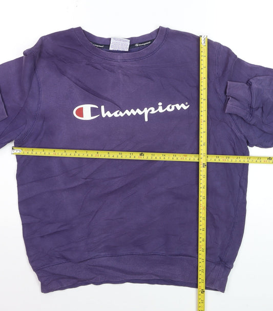 Champion Men's Purple Logo Pullover Sweatshirt M Regular Fit