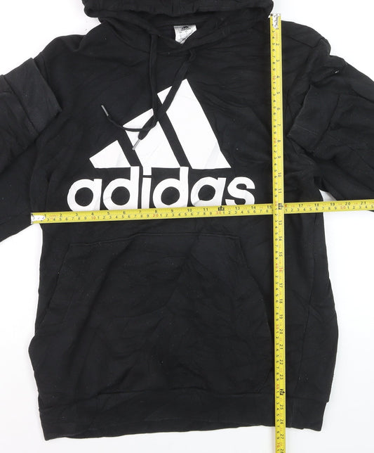 Adidas Mens Black Pullover Hoodie L Logo Graphic Sportswear